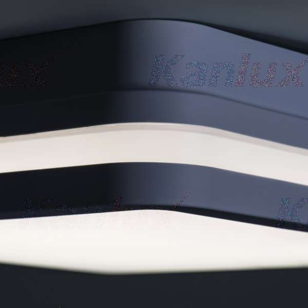 Plafonnier LED 18W étanche IP54 carré côté 220mm Graphite - Blanc Chaud 3000K