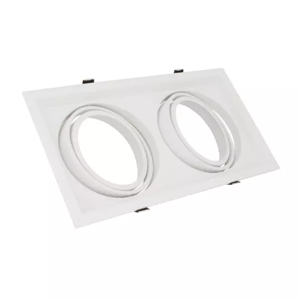 Support AR111 carré double encastrable orientable blanc