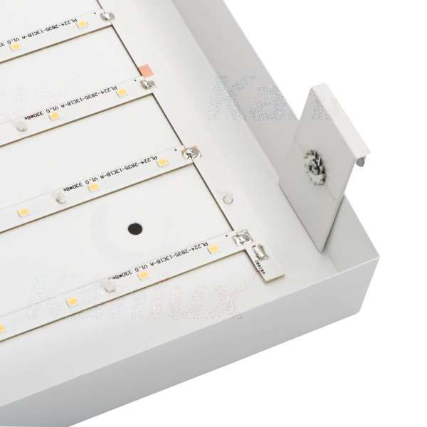 Plafonnier LED 38W carré côté 410mm Gris / blanc - Blanc Naturel 4000K 