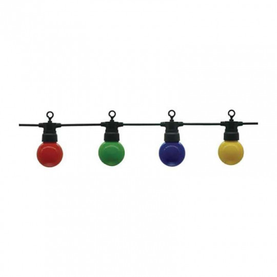 Guirlande Guinguette 10 ampoules colorées 8m fil noir