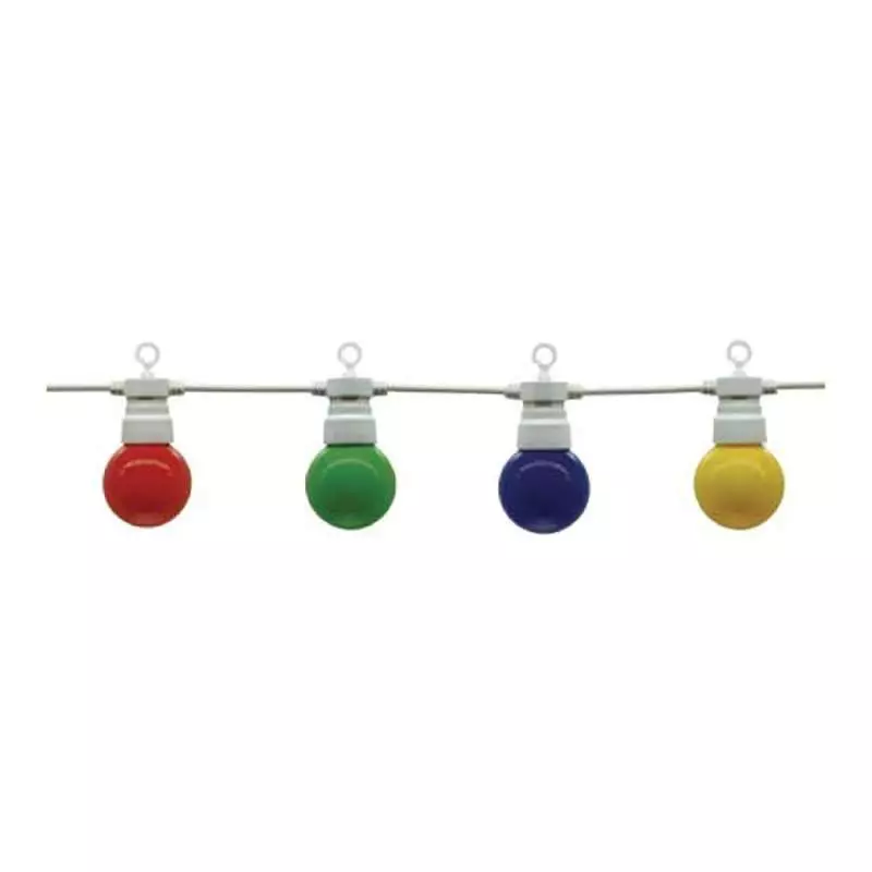 Guirlande Guinguette 20 Ampoules LED Colorées 13m Fil Blanc Guirlande Guinguette 20 Ampoules LED Colorées 13m Fil Blanc