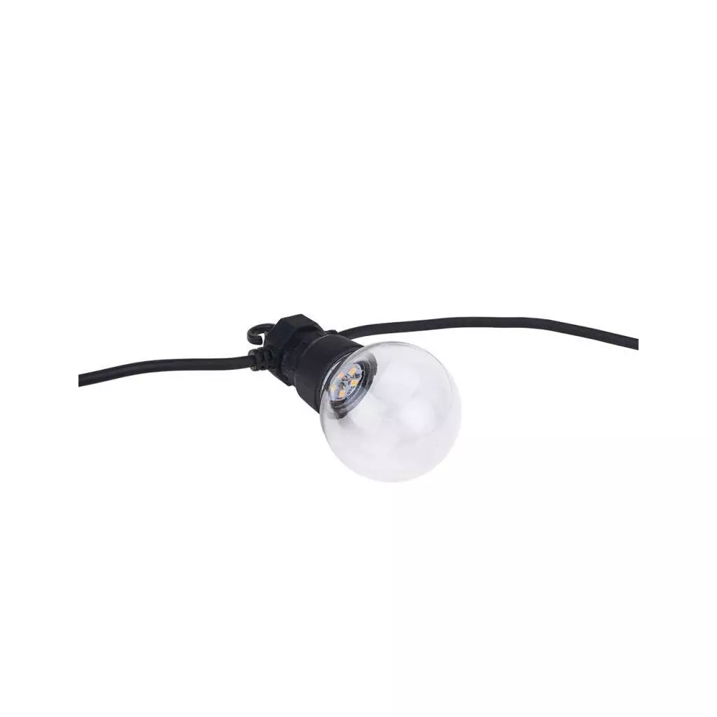 Guirlande Guinguette 10 Ampoules LED 8m Fil Noir - Blanc Chaud