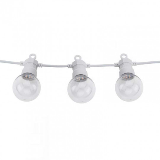 Guirlande Guinguette 20 ampoules filament 13m fil blanc