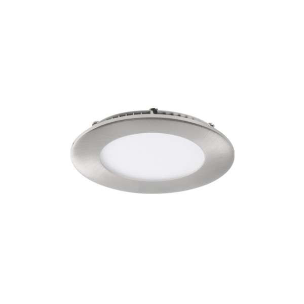 Downlight LED 6W étanche IP44 rond ∅120mm Nickel satiné - blanche, blanche 4000K
