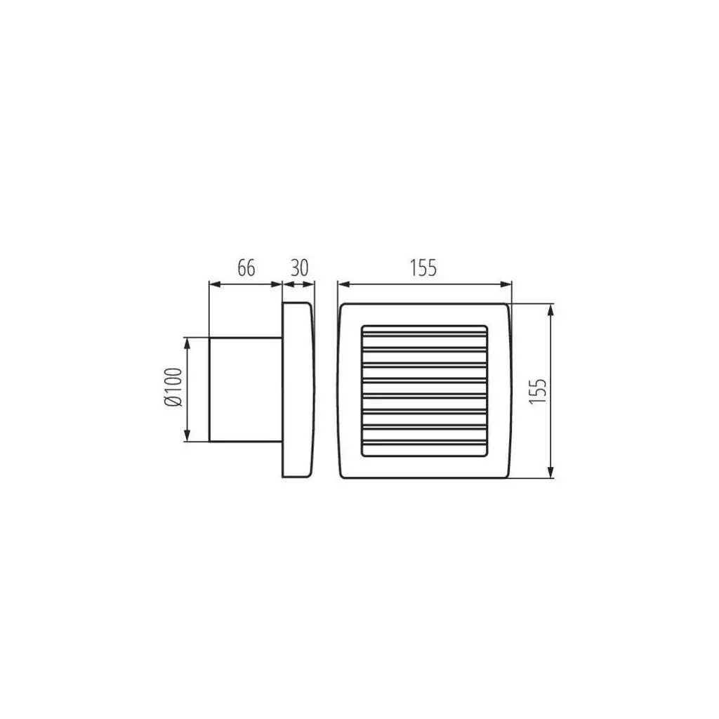 Extracteur d'air pour plafond ou mur 333x333 mm sans grille avec système de  store anti-retour pour la ventilation