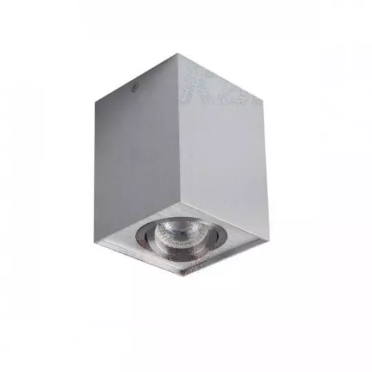 Plafonnier saillie carré pour 1 ampoule GU10 Aluminium brossé 