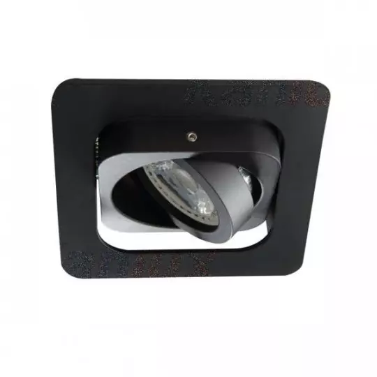 Support de spot orientable encastrable perçage 80x80mm carré Noir 