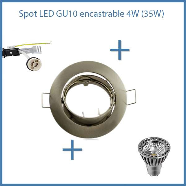 Kit Spot LED GU10 4W équivalent 35W