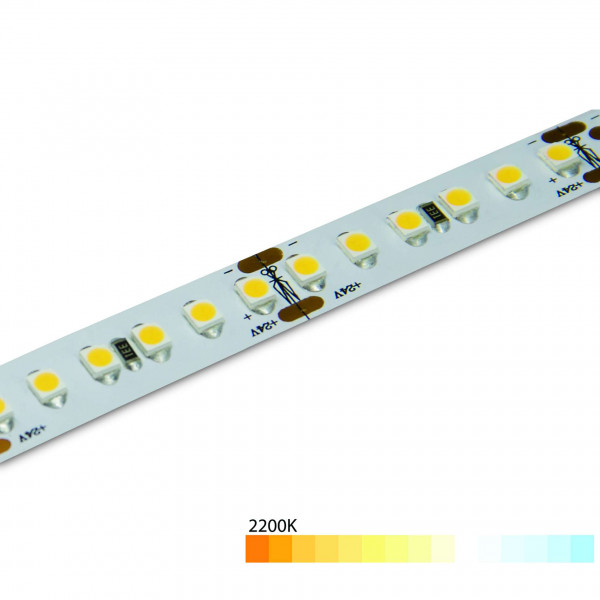 Ruban LED Blanc puissant 60 LED/m 14,4W/m - Blanc Très Chaud 2200K