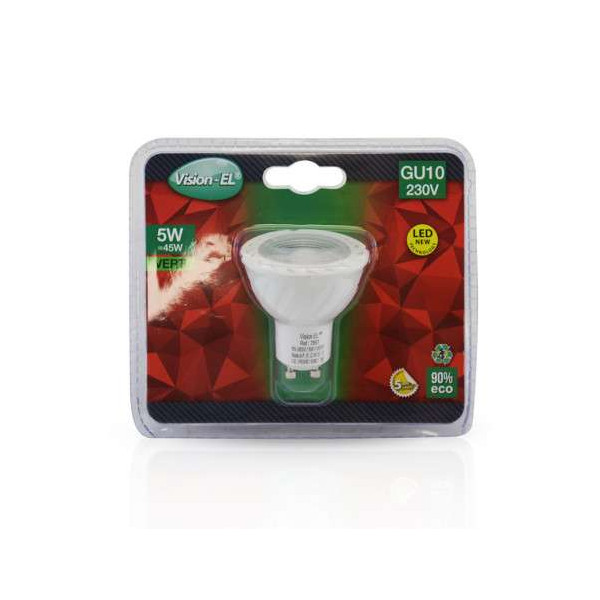 Ampoule LED GU10 5W équivalent 50W - Lumière Vert