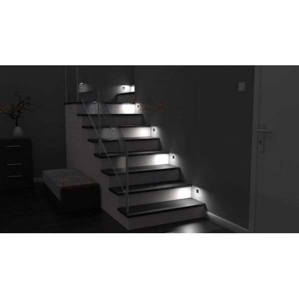 Applique LED escalier Carré 1,3W AC220-240V Noir APUS - Blanc Naturel 4000K