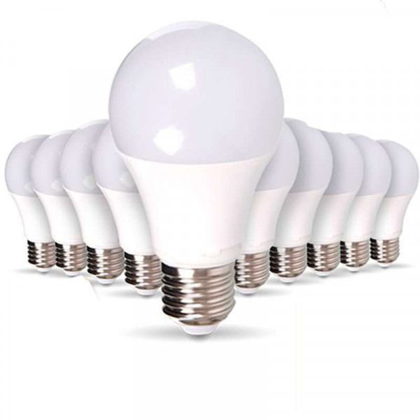Lot de 10 Ampoules LED E27 9W Équivalent 50W A60 - Blanc Naturel 4500K