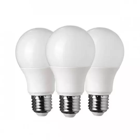 Lot de 3 Ampoules LED E27 A60 12W équivalent à 75W - Blanc du Jour 6000K 